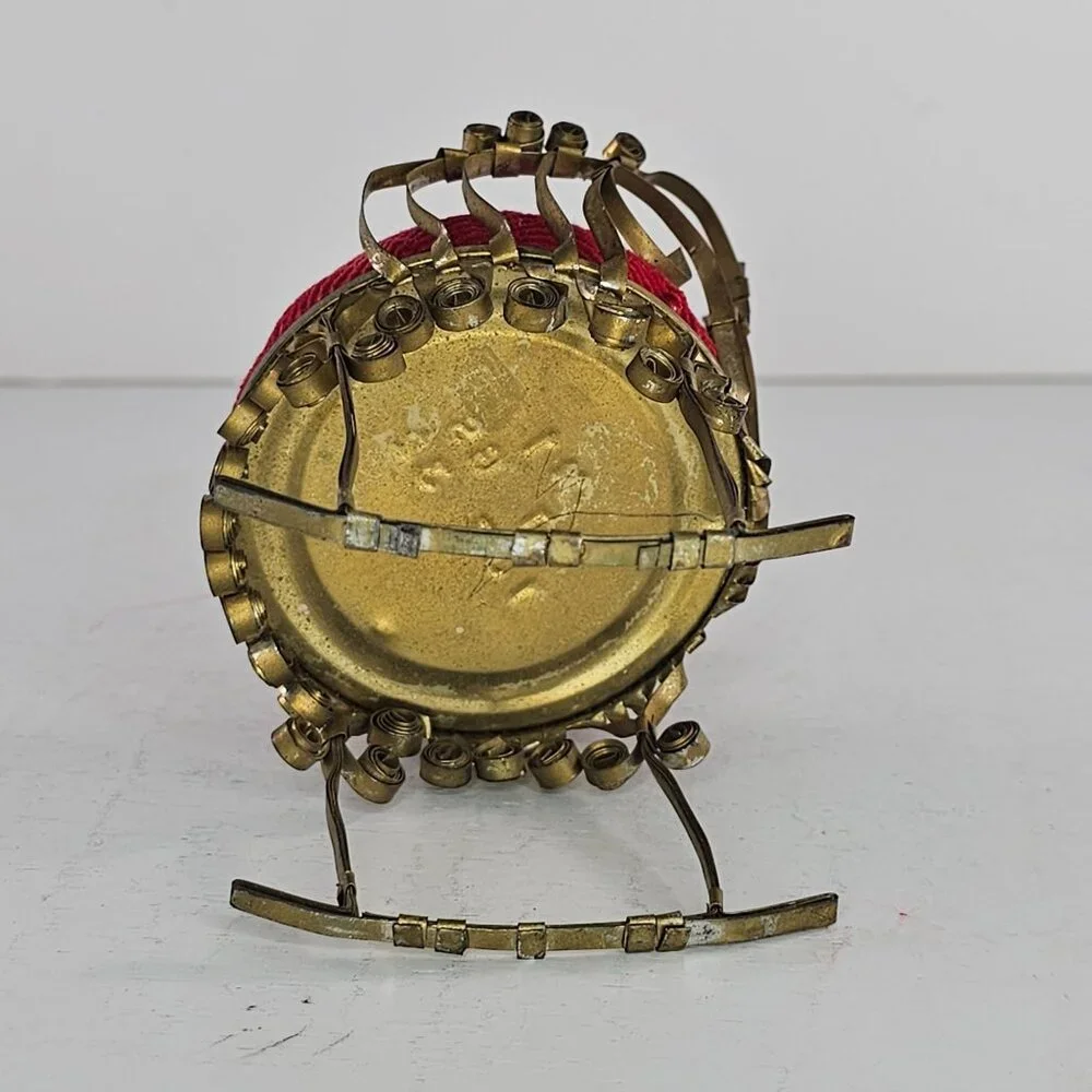 Vintage Pin Cushion Rocking Chair Red Tin Can Folk Tramp Art Dollhouse Kitsch - Picture 7 of 8